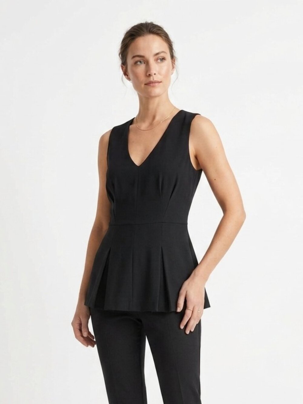 𝅺MARNI BLACK PLEATED PEPLUM TANK TOP BLOUSE WITH SILK - S (IT40)